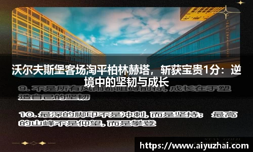 沃尔夫斯堡客场淘平柏林赫塔，斩获宝贵1分：逆境中的坚韧与成长