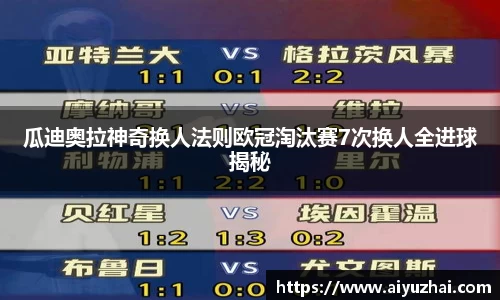 瓜迪奥拉神奇换人法则欧冠淘汰赛7次换人全进球揭秘